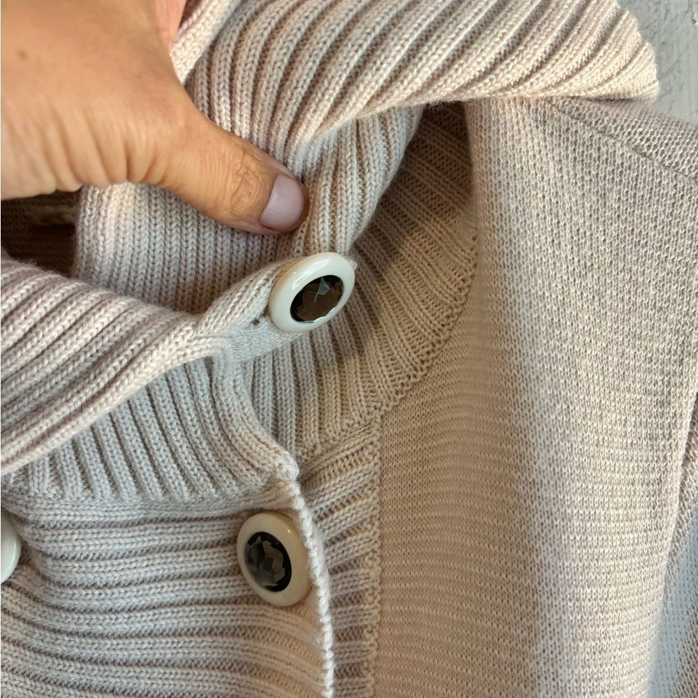 Rebecca Taylor Cream Double-Breasted front tie Cardigan Wool Blend button front - Picture 8 of 15